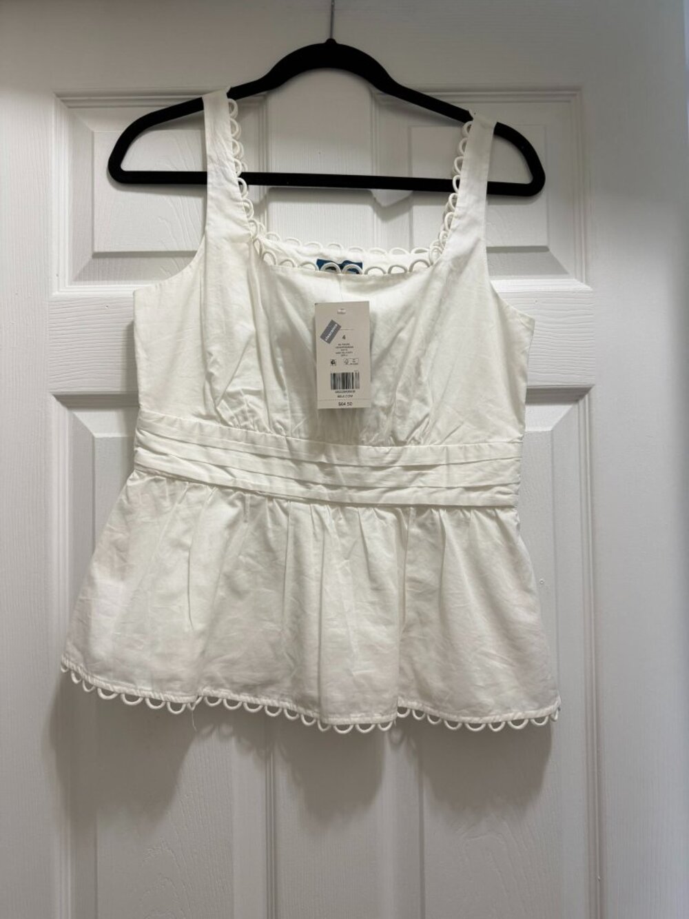 Women's White Peplum Top Size 4 NWT